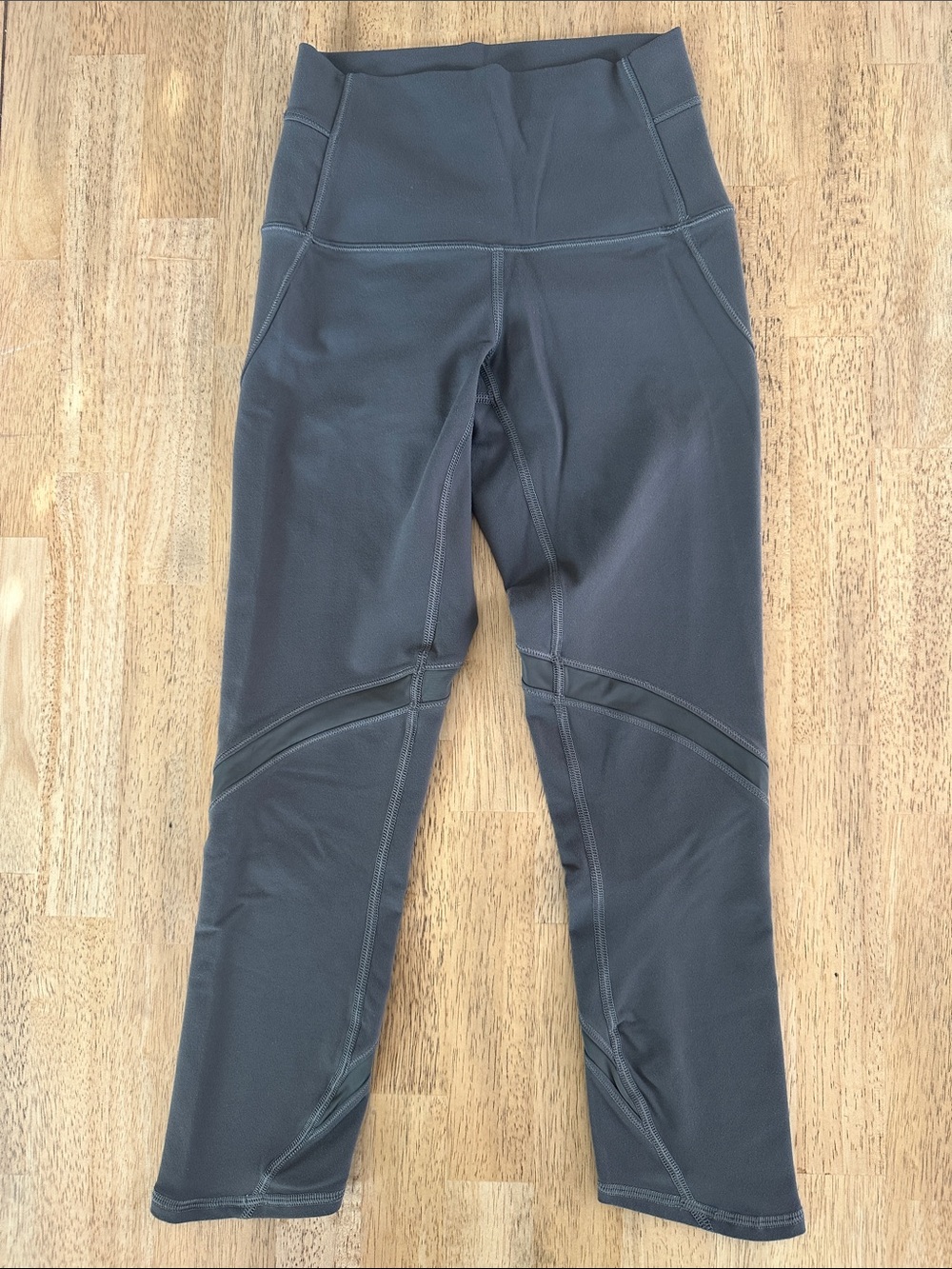 Lululemon Wunder Under Crop (Hi-Rise) (Shine On 21") in Dark Slate Sz 2